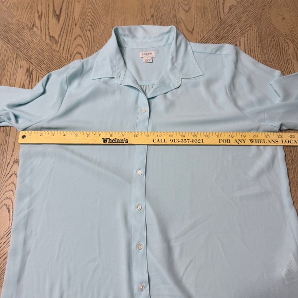 J. Crew Women's Size Large Light Blue Long Sleeve Button Down Shirt Blouse Sheer - Picture 7 of 10